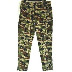 Forever 21 LA Women's Olive Camo Pant Straight Leg with Zippers Size Large NWT
